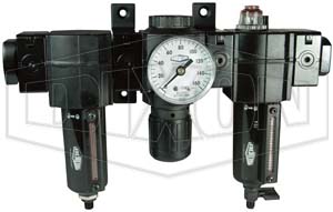 DIXON E73-3M-MB Frl Compact Combination Unit, Manual Drain, Metal Bowl, 70 Scfm Flow | BX7DWJ