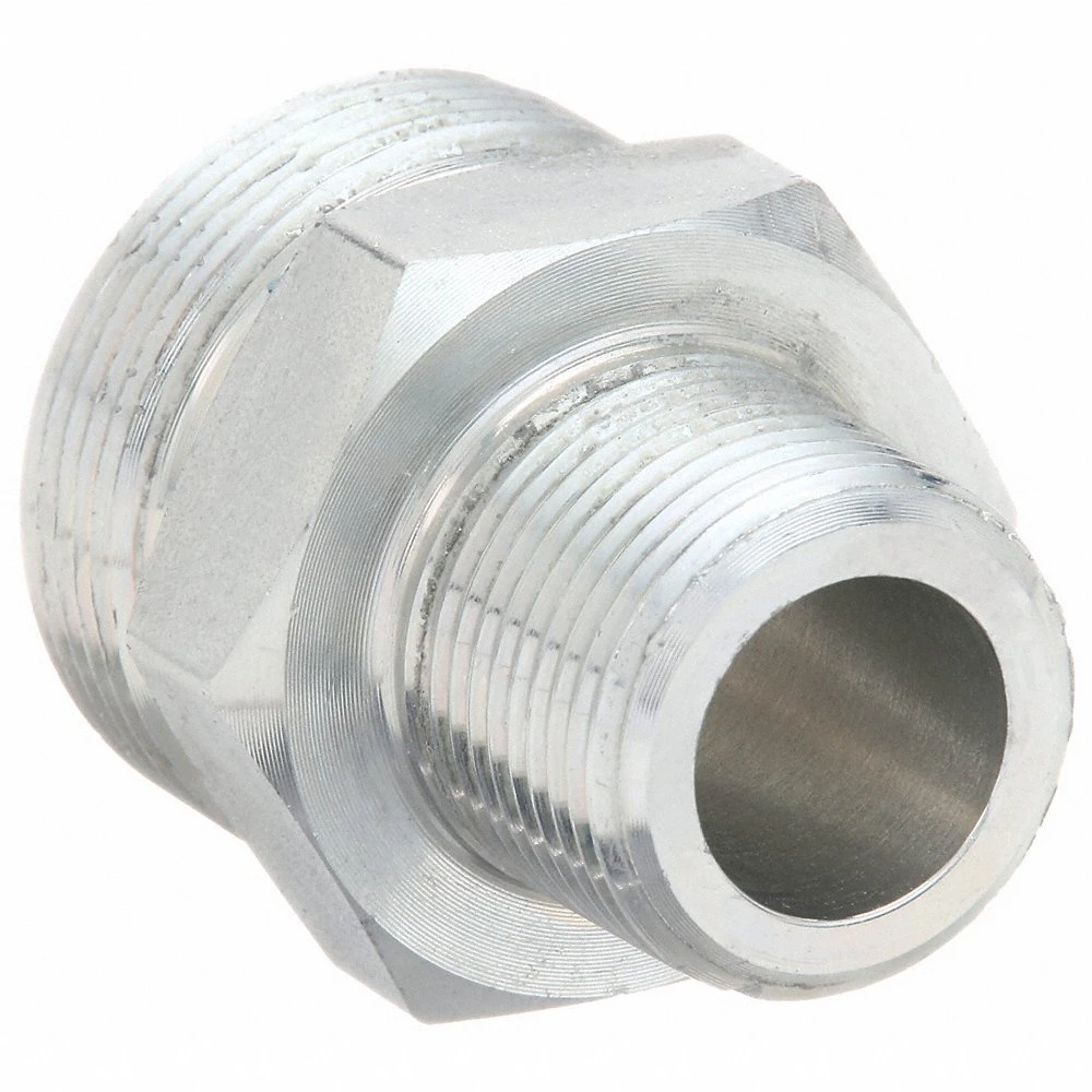 Ground Joint Spud, 1 and 3/4 Inch Thread End, Steel, Double Spud, 1 7/8 Inch Hex Head Size