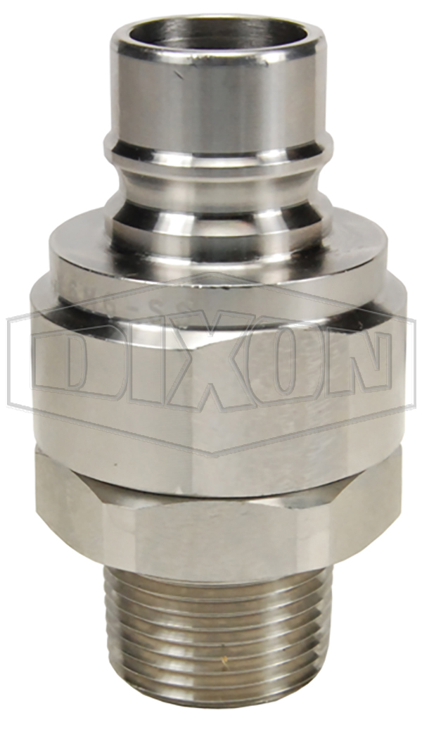 DIXON V3M3-SS Male Plug, Snap-Tite H/IH Interchange, Valved | BX6KJM