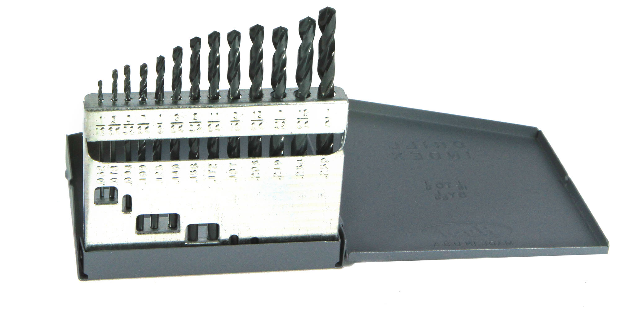 Jobber Length Drill Set, Heavy Duty, 1/16 Inch Min Bit, 1/4 Inch Max Bit, 135 deg., 13 Pcs