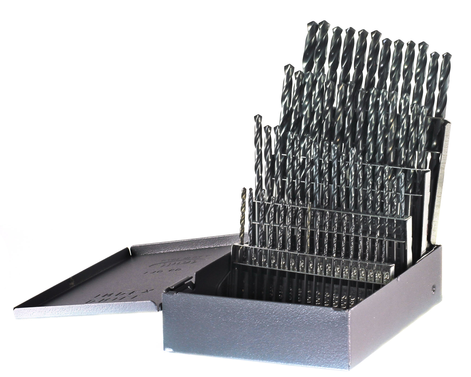 Jobber Length Drill Set, Heavy Duty, #60 Min Bit, #1 Max Bit, 135 deg., 60 Pcs