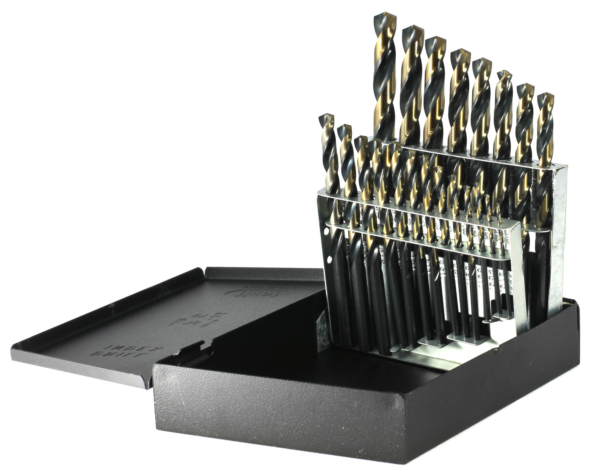 Jobber Length Drill Set, Heavy Duty, 1/16 Inch Min Bit, 3/8 Inch Max Bit, 135 deg., 21 Pcs