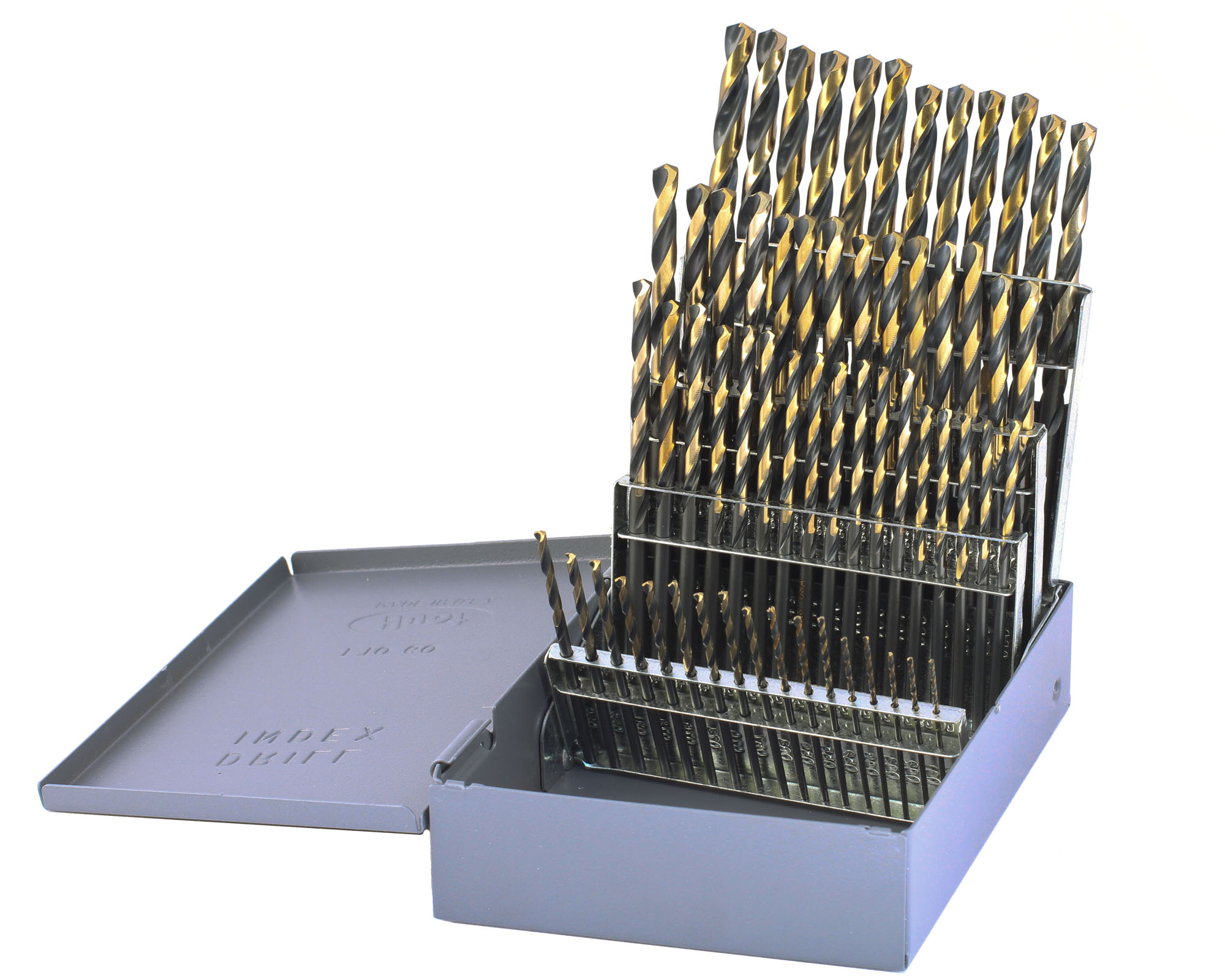Jobber Length Drill Set, Heavy Duty, #60 Min Bit, #1 Max Bit, 135 deg., 60 Pcs