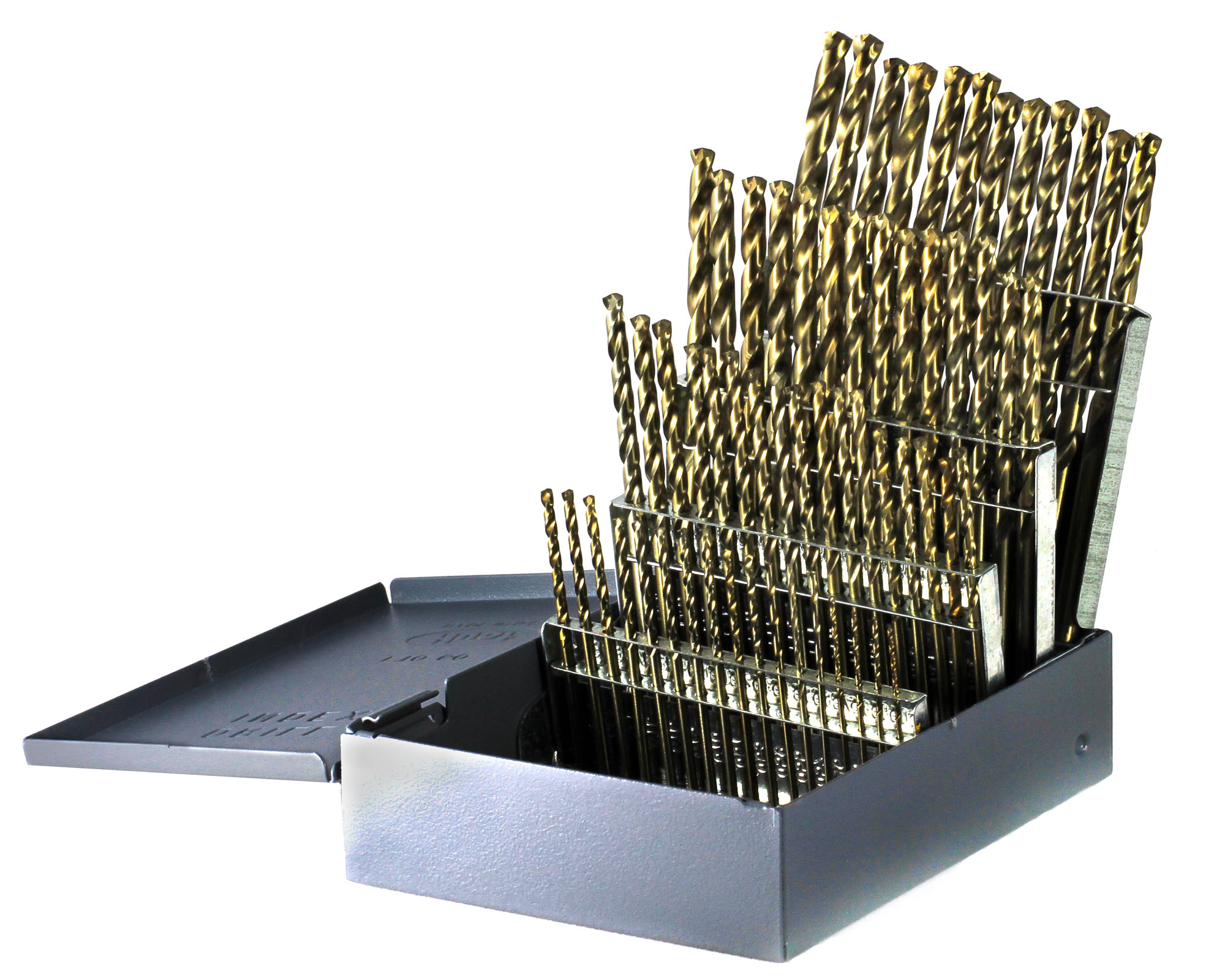 Jobber Length Drill Set, Heavy Duty, #60 Min Bit, #1 Max Bit, 135 deg., 60 Pcs