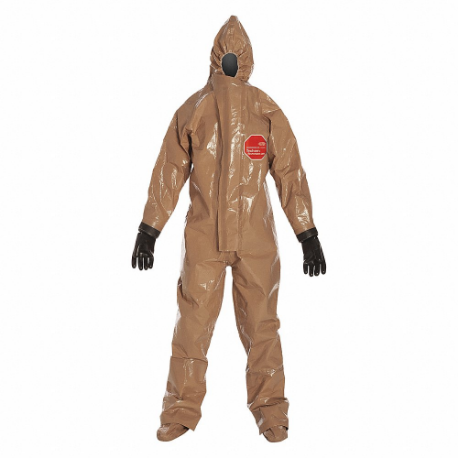 DUPONT RC128TTN2X000100 Hooded Chemical Resistant Coveralls, Tychem Responder CSM, Light Duty, Taped Seam, Tan | CP3WKJ 29EW42
