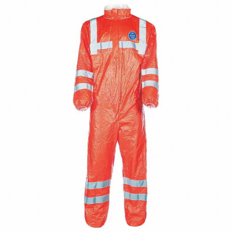 DUPONT TY125SHVMD0025XC Collared Disposable Coverall, Light Duty, Serged Seam, High-Visibility Orange | CP3VJM 55GX70