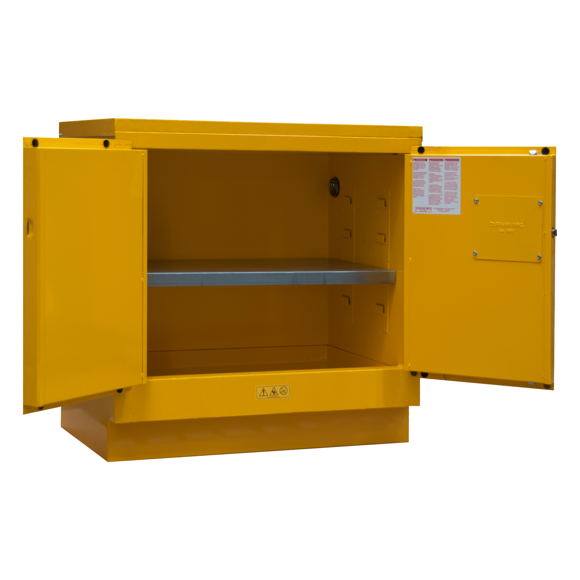DURHAM MANUFACTURING 1022UCS-50 Flammable Storage Cabinet, Self Close, 2 Door, 22 Gallon, Yellow | CF6JEC