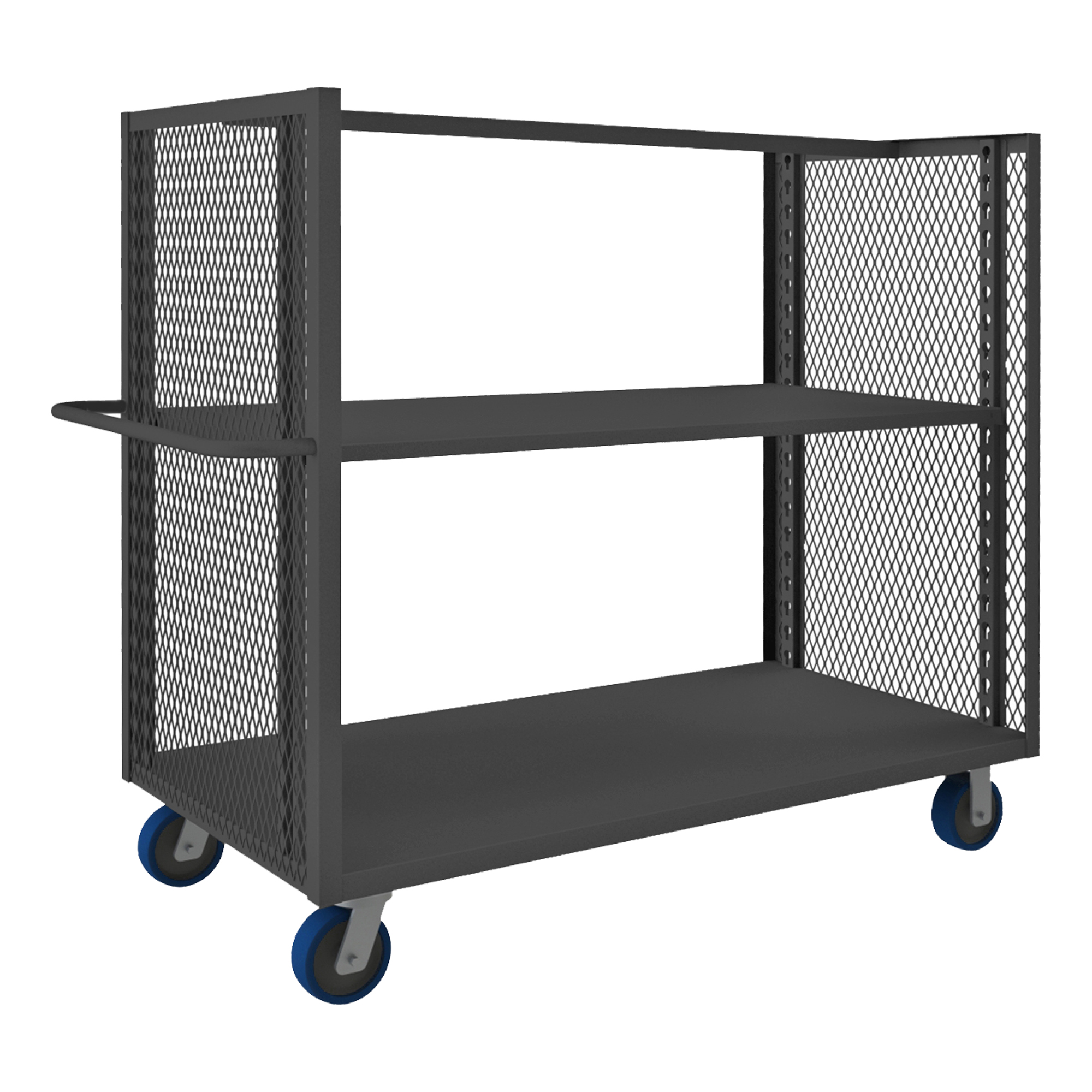 DURHAM MANUFACTURING 2SPT-EX3060-1A-2K-6PU-95 Mesh Stock Truck, 2 Sided, 2 Shelf, Size 30-1/4 x 66-1/2 x 56-7/16 Inch | CF6JLD