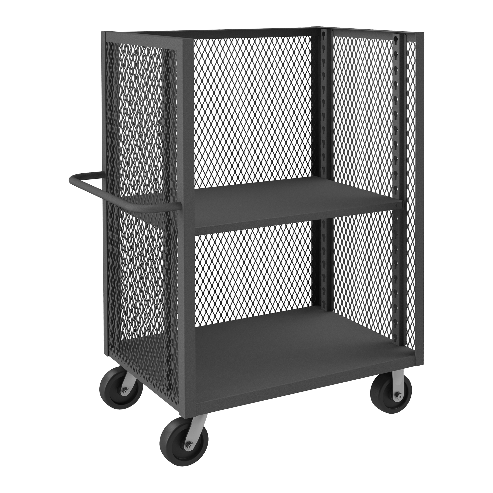 DURHAM MANUFACTURING 3ST-EX2436-1AS-95 Mesh Stock Truck, 3 Sided, 1 Adjustable Shelf, Size 24 x 36 Inch | CF6JQP