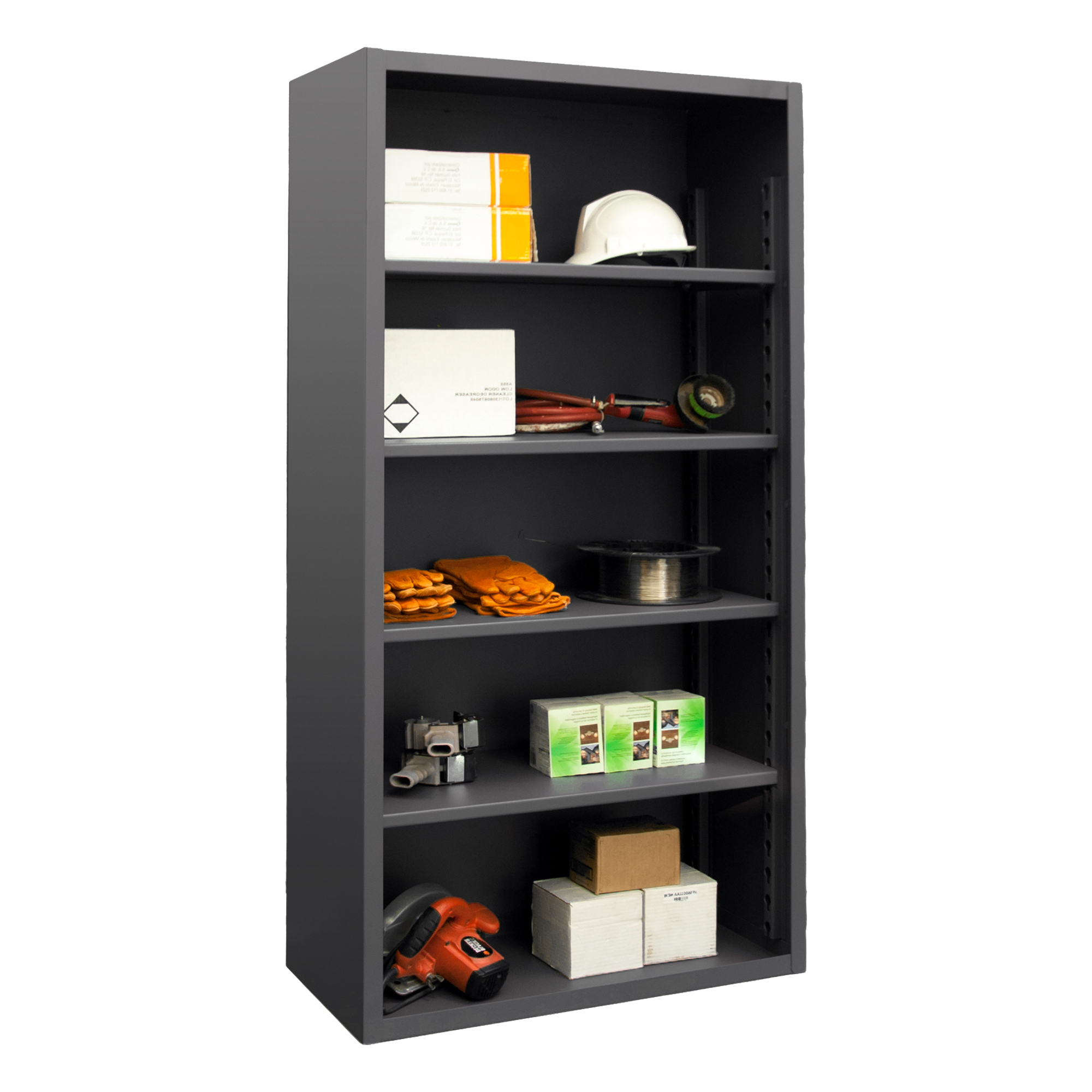 DURHAM MANUFACTURING 5003-4S-95 Enclosed Shelving, 4 Shelf, 12 Gauge, Size 36 x 18 x 72 Inch | CF6JYA