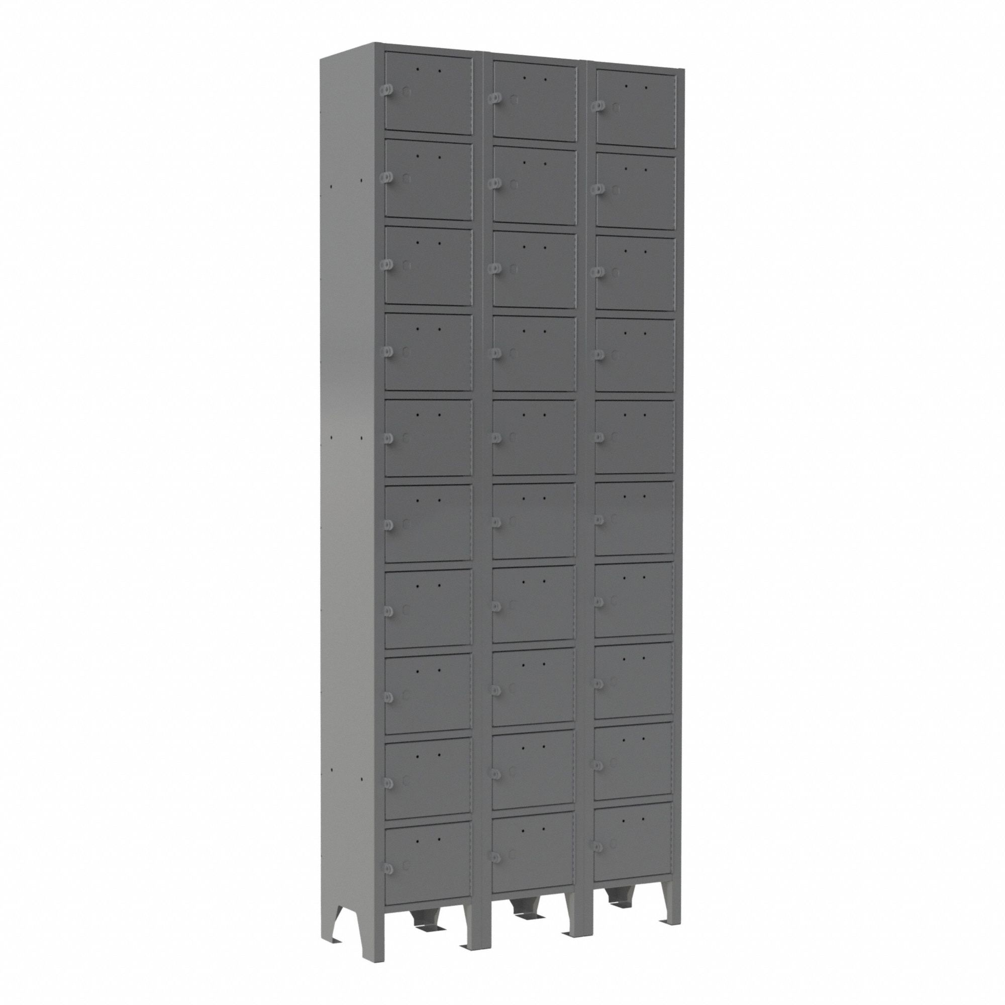 Cell Phone Locker, 27 x 9 x 66 5/8 Inch, 10 Tiers, 3 Units Wide, 30 Lockers, Steel