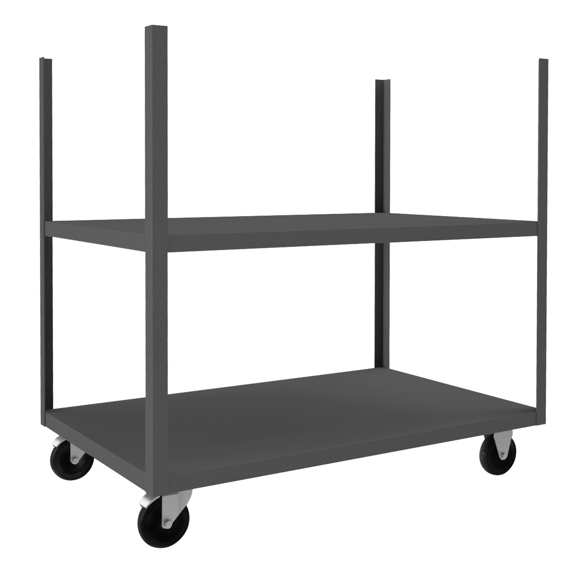 Mobile Stake Cart, 2 Shelf, Size 30 x 48 Inch, Gray