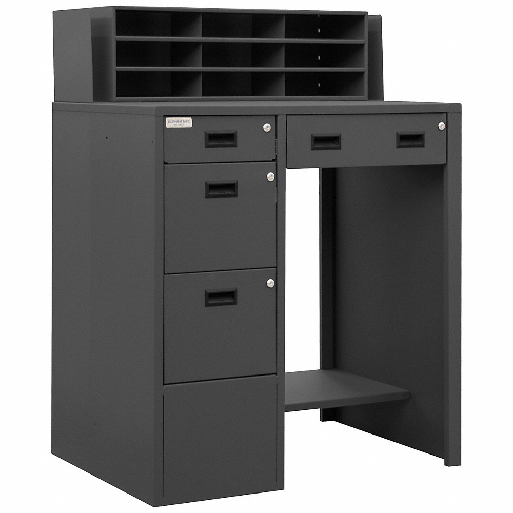 Stand Up Shop Desk, 4 Drawer, 1 Shelf, Size 29 x 39 x 52-7/8 Inch