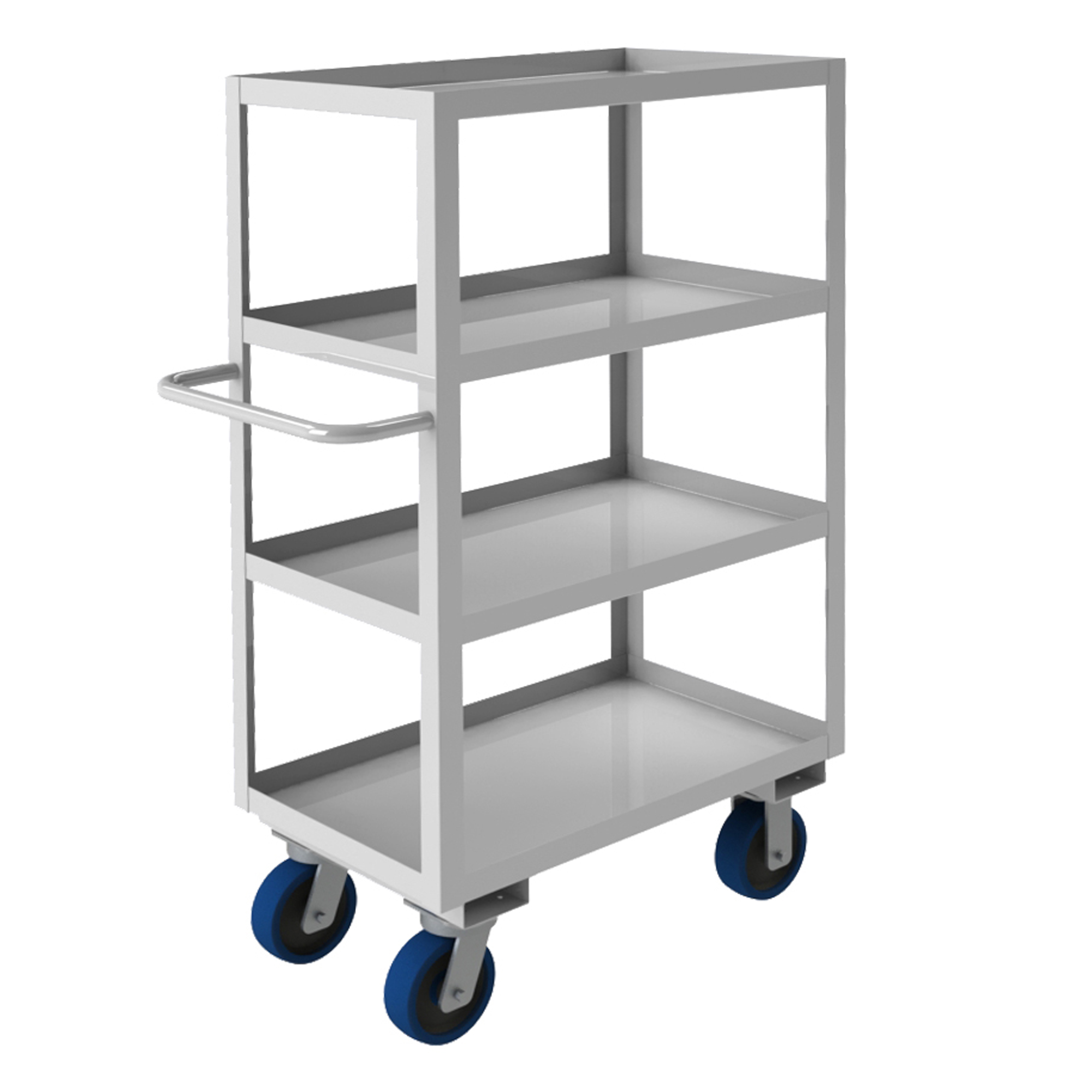 DURHAM MANUFACTURING SRSC1618304ALU6PU Stock Cart, 4 Shelf, Size 18-1/8 x 36-7/16 x 53 Inch, Stainless Steel | CF6LVU