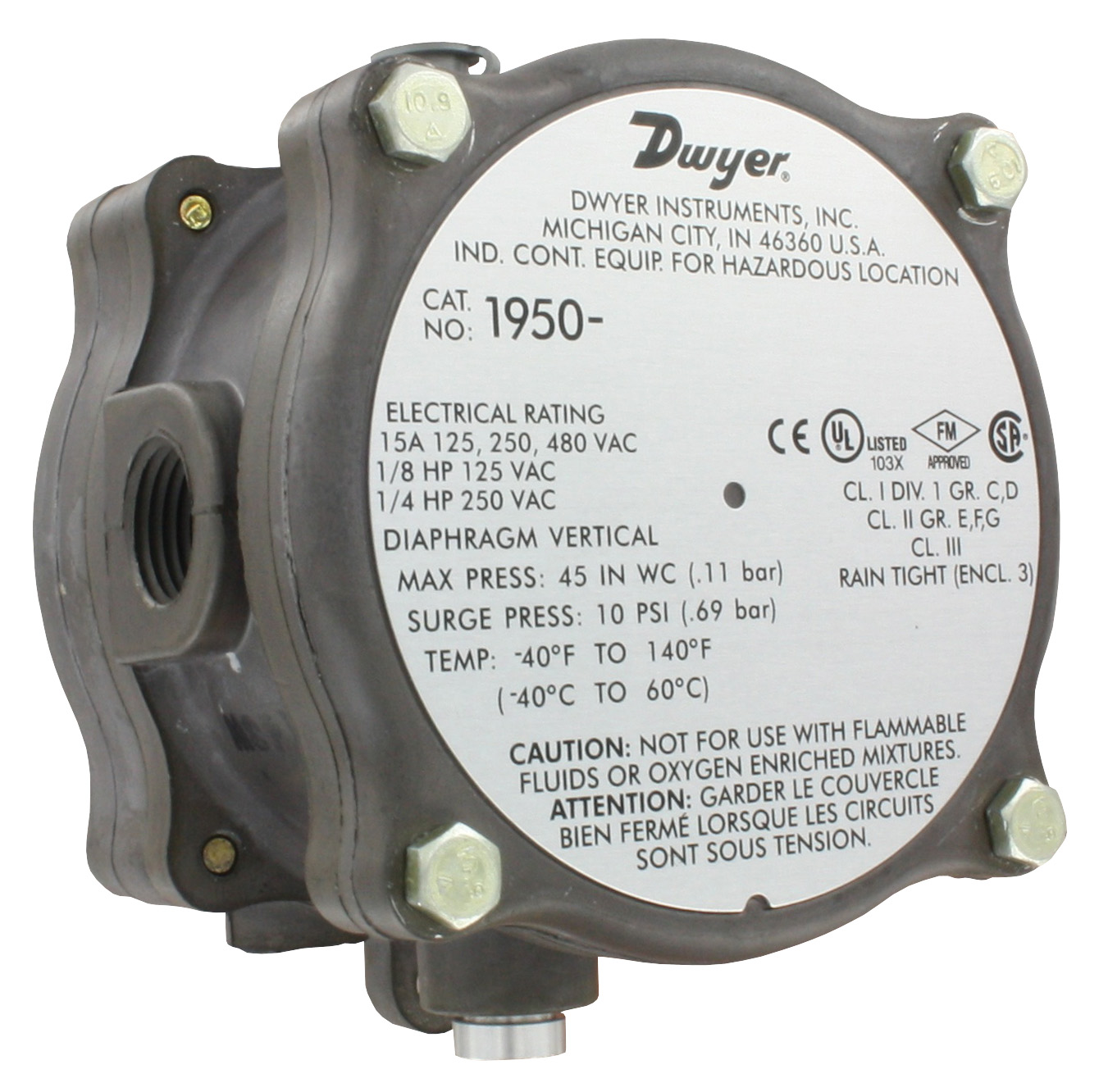 Differential Pressure Switch, 3 to 11 Inch Range