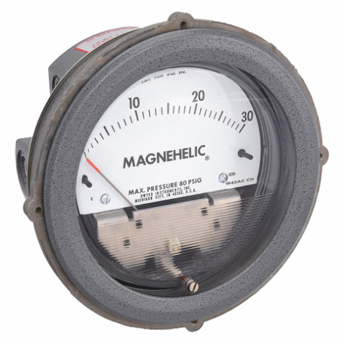Differential Pressure Gauge, 3 1/2 Inch Dial, 0 to 30 PSI, Die Cast Aluminium