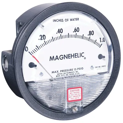 Differential Pressure Gauge, Vertical Scale, 30-0-30 psi