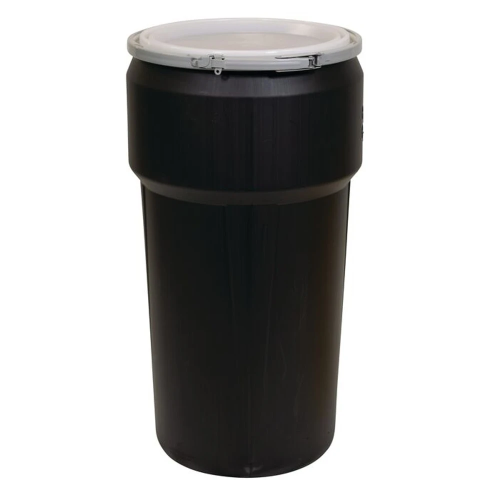 EAGLE 1623MBLK Open Head Poly Drum, 20 Gallon, Black with Metal Lever-Lock Ring | AG8DXB