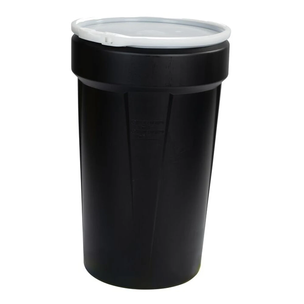 EAGLE 1655BLK Open Head Poly Drum, 55 Gallon, Black with Plastic Lever-Lock Ring | AG8DXC