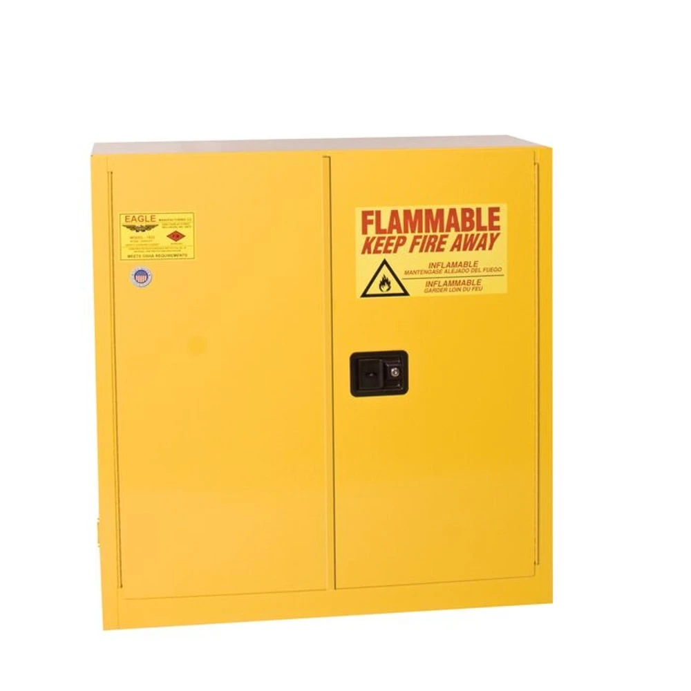 EAGLE 3010X Flammable Safety Cabinet, 30 Gal., 43 Inch x 18 Inch x 44 Inch Size, Yellow, 1 Shelf | CE7RPA 55EA87