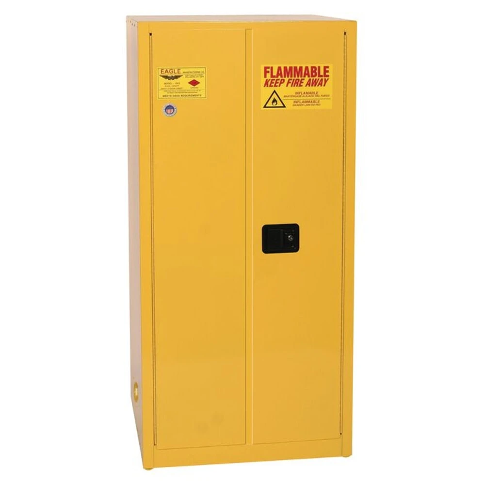 EAGLE 1962X Flammable Safety Cabinet, 60 Gal., 34 Inch x 34 Inch x 65 Inch Size, Yellow, Manual Close | CE7RNP 55EC19