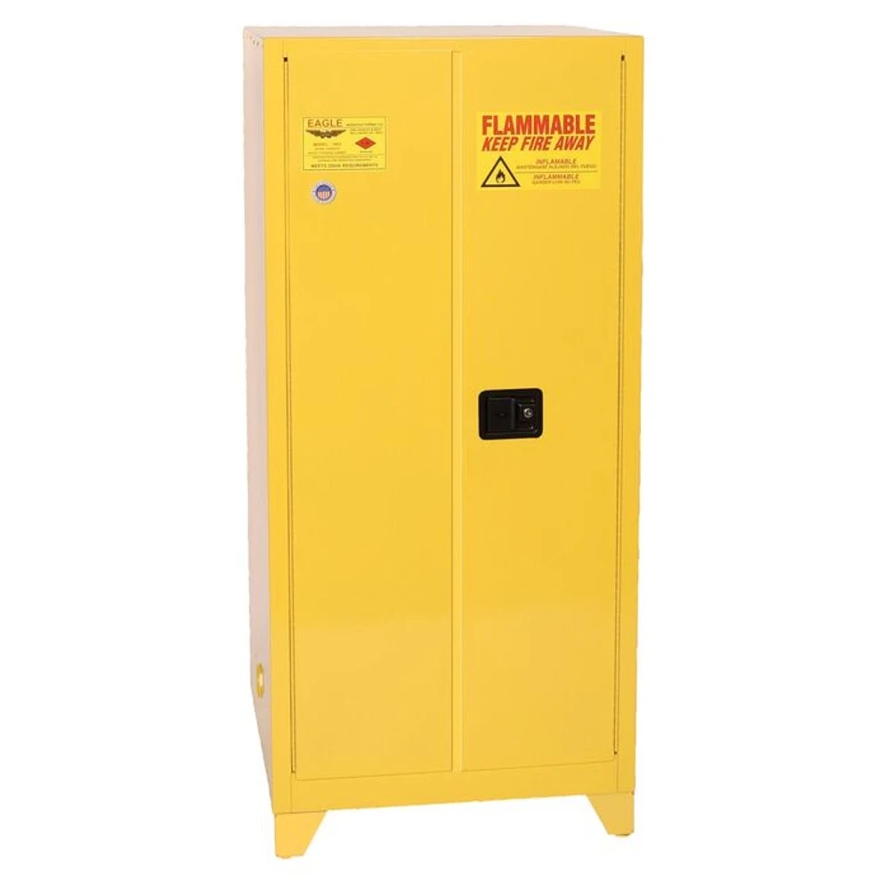 EAGLE 6010XLEGS Flammable Safety Cabinet, 60 Gal., 34 Inch x 34 Inch x 69 Inch Size, Yellow, Self-Closing | CE7TAQ 55EC17