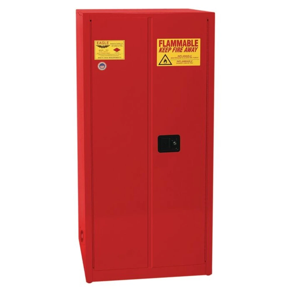 EAGLE 6010XRED Flammable Safety Cabinet, Self Closing, 34 Inch x 34 Inch x 65 Inch Size, Red | CE7TAR 4HPU7