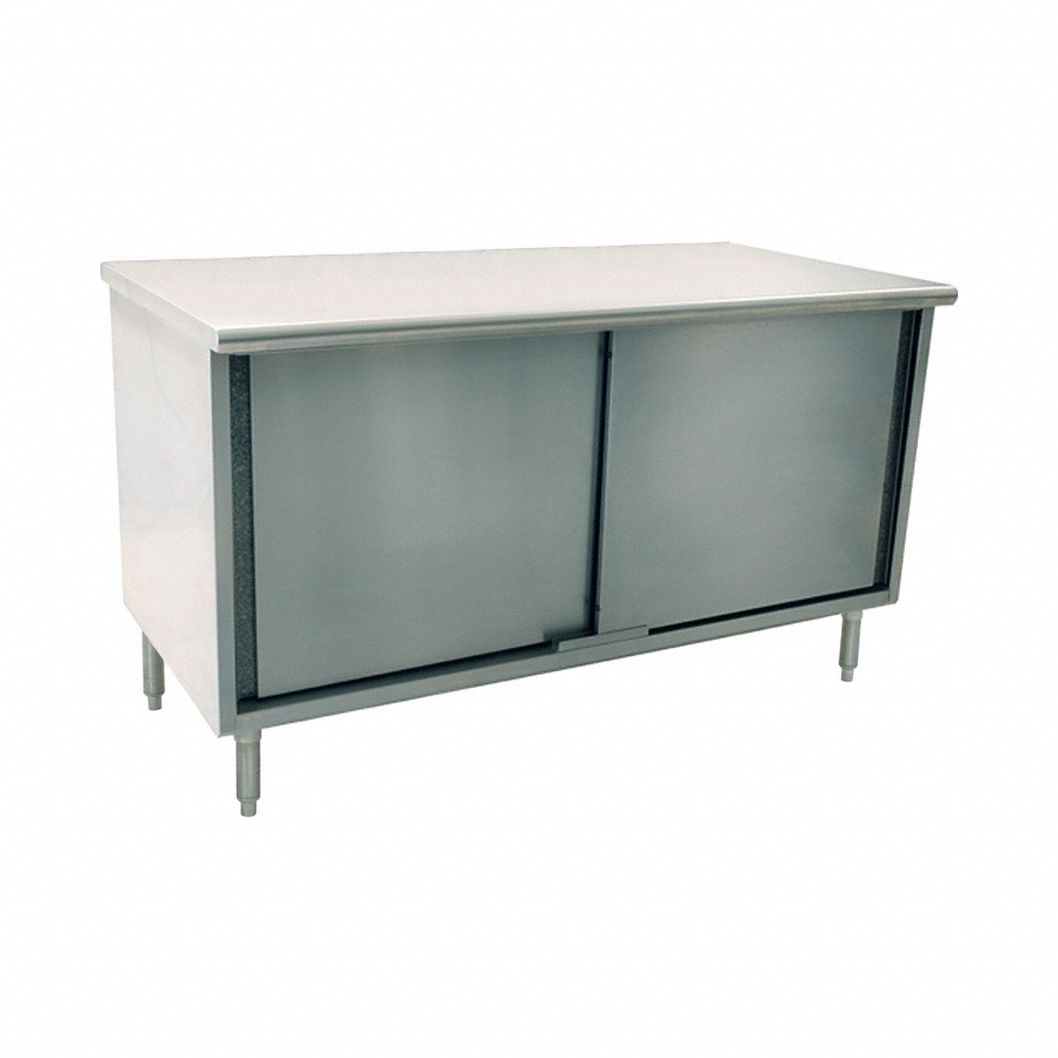 Cabinet Workbench, Stainless Steel, 30 Inch x 72 Inch, Silver, No Additional Components