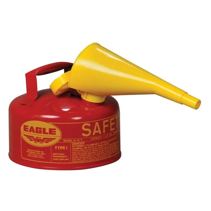 Type I Safety Can, 1 gal. Capacity, Steel, Hot Dipped Galvanized Finish, Red
