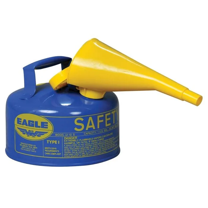 EAGLE UI-10-FSB Type 1 Steel Safety Can, F-15 Funnel, Kerosene, 9 Inch Width | AD2DUM 3NKP7