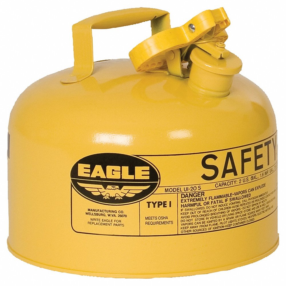 EAGLE UI-25-SY Type I Metal Safety Can, 11-1/4 In Dia x 10 In H, 2-1/2 Gallon, Yellow | AG8DFR