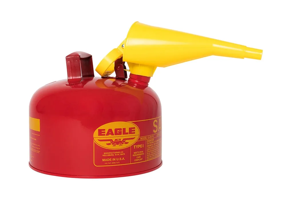 EAGLE UI-25FS Galvanised Steel Type I Safety Can, Red, 2-1/2 Gallon | AA7HRX 15Z008