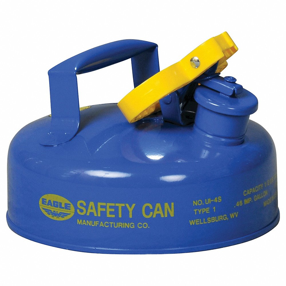 EAGLE UI-4-FSB Type I Metal Safety Can With F-15 Funnel, 9 In Dia x 5-5/16 In H, 2 Quart , Blue | AG8DFX