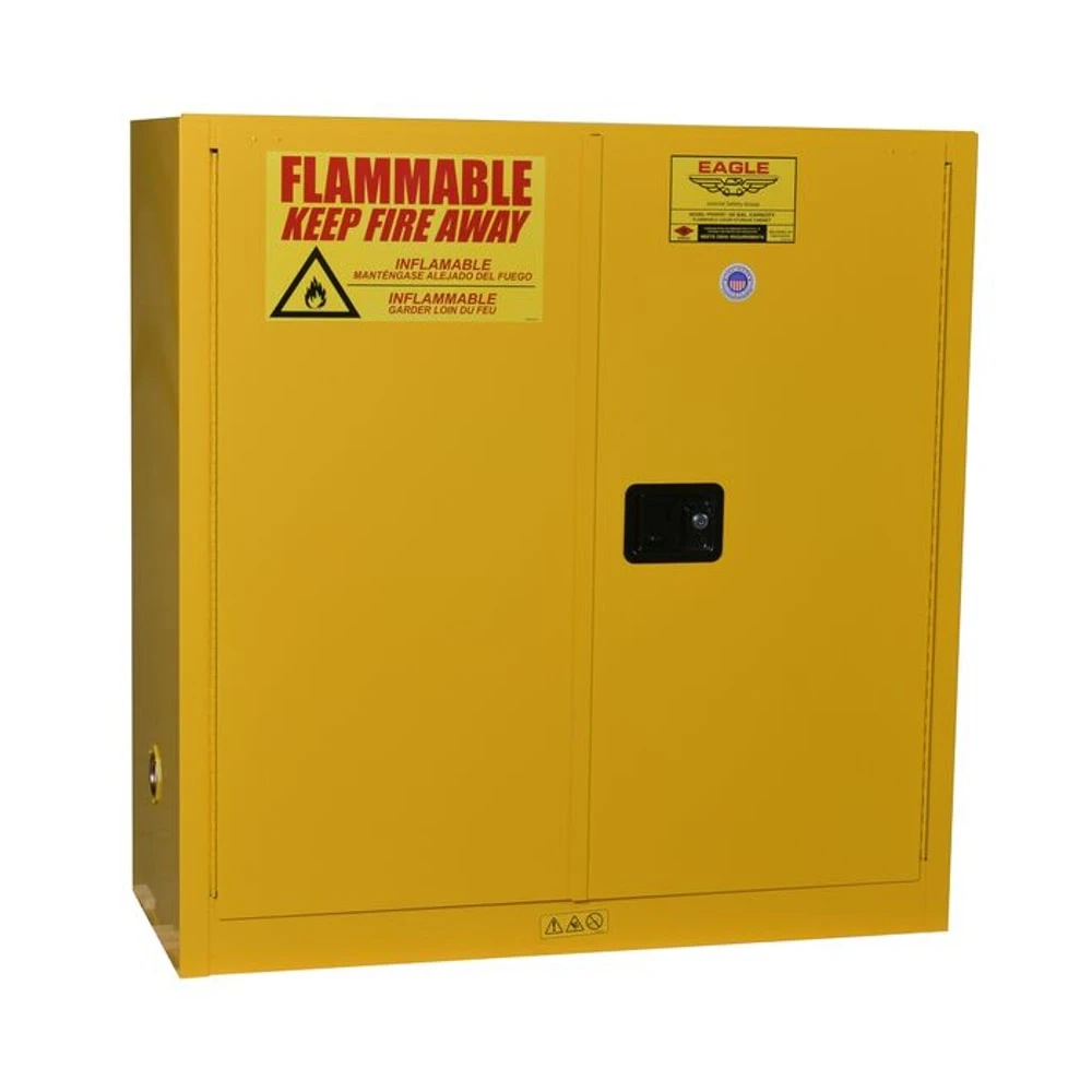 EAGLE YPI3010X Flammable Safety Cabinet, 40 Gal., 43 Inch x 18 Inch x 44 Inch Size, Yellow, 3 Shelves | CE6ZVV 55EA90
