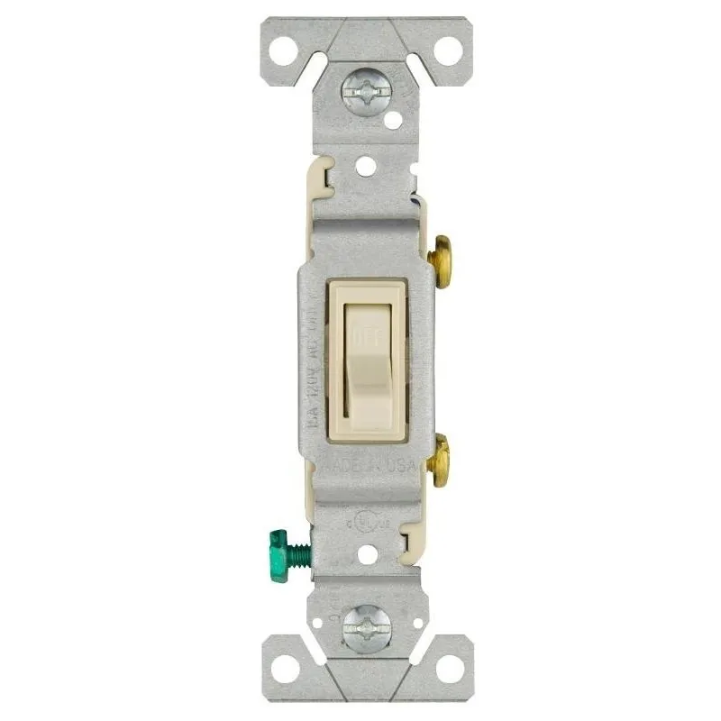EATON 1301-7LA Toggle Switch, 15 A, 120 V, Polycarbonate Housing Material, Light Almond | CY6VMV