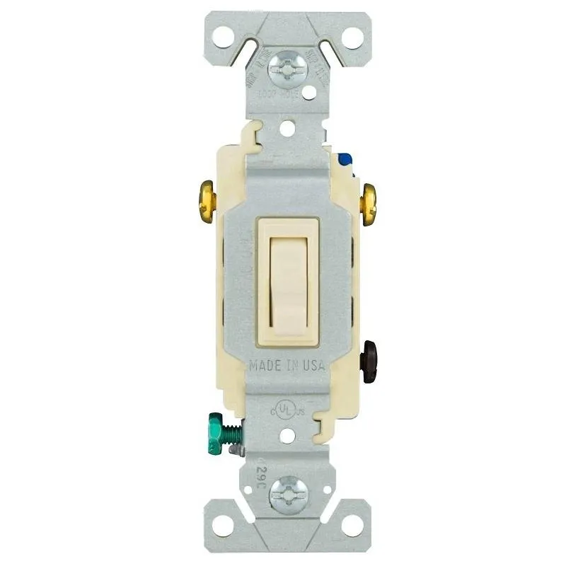 EATON 1303-7LA Toggle Switch, 15 A, 120 V, Polycarbonate Housing Material, Light Almond | CY6WBD