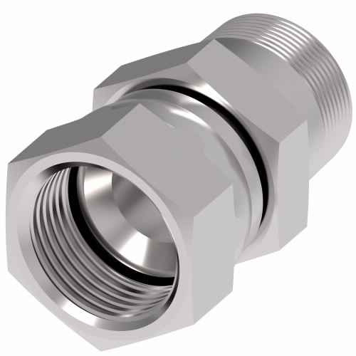 Hydraulic Hose Adapter, 1/2 Inch x 1/2 Inch Size, Male x Female, NPTF x JIC, Swivel