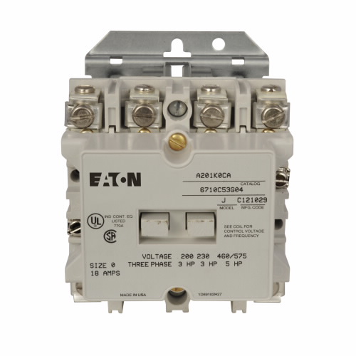 EATON A201K0CA Freedom Nema Motor Control Contactor, Non-Reversing Front Connected Contactors, 18A | BJ7CCW