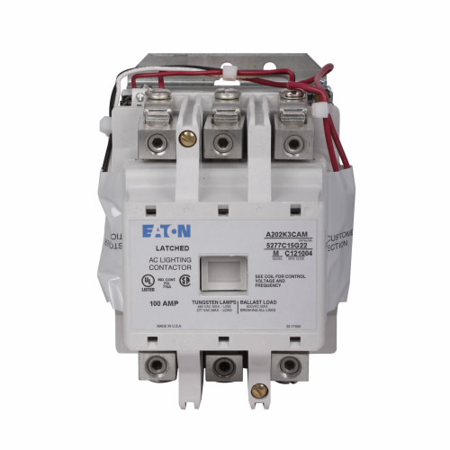 EATON A202K3CA Magnetically Held Lighting Contactor, 100 A, 100 A, Three-Pole, Magnetically Latched | BJ7CHL