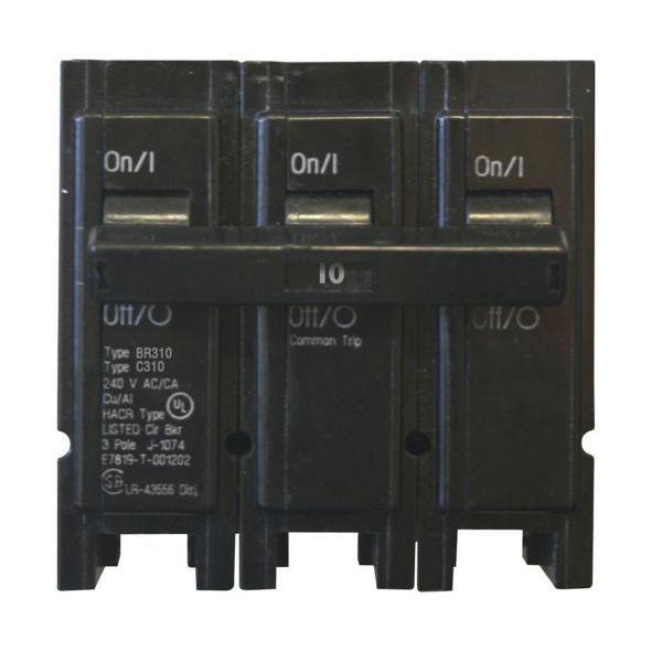 EATON BR310 Br Thermal Magnetic Circuit Breaker, Type Plug-On Circuit Breaker, 10 A, 10 Kaic | BJ7RXQ