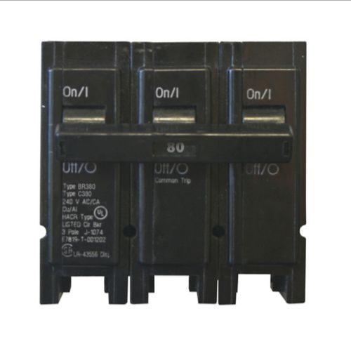 EATON BR380 Br Thermal Magnetic Circuit Breaker, Type Plug-On Circuit Breaker, 80 A, 10 Kaic | BJ7RYU