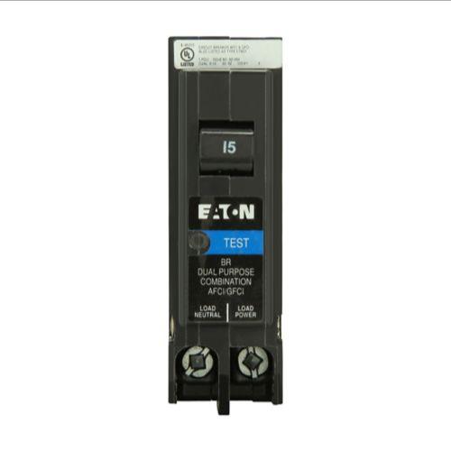 EATON BRP115DF Fault / Ground Fault Circuit Breaker, Br Dual, Pon 1P, 15 A, 10Kaic | CE6GFR