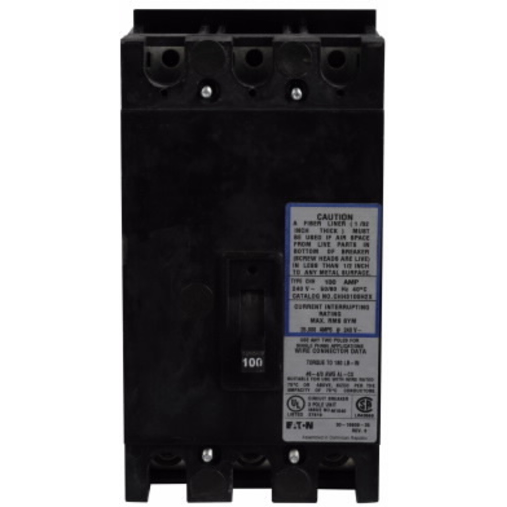 EATON CHH3125H2X Bolt On Circuit Breaker Chh 125 Amp 240vac 3p 25kaic@240v | AG8MMT