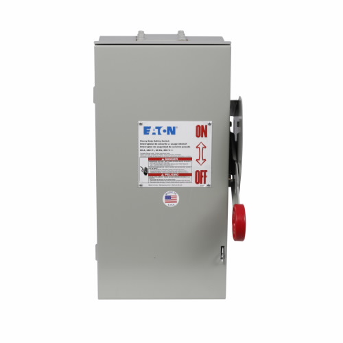 EATON DH222NRKG-PM Heavy Duty Single-Throw Fused Safety Switch, Enhanced Visible Blade, Line/Load Labels | BJ2GLM