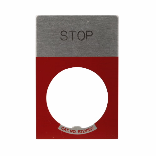 EATON E22NS31 E22 Pushbutton Legend Plate, St And ard, Nema 3, 3R, 4, 4X, 12, 13 | BJ2QNN