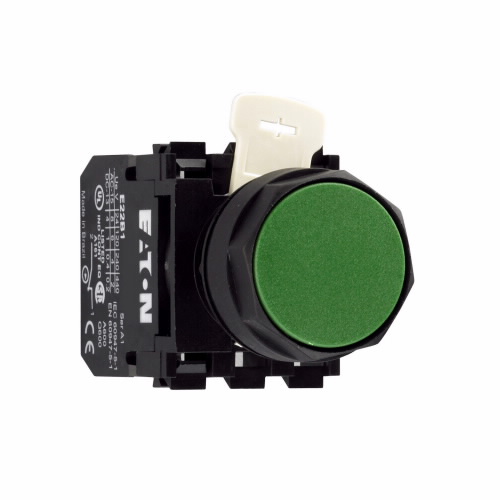 EATON E22PB3 Pushbutton, St And ard Square Legend, Green, Plastic Actuator | BJ2QQA