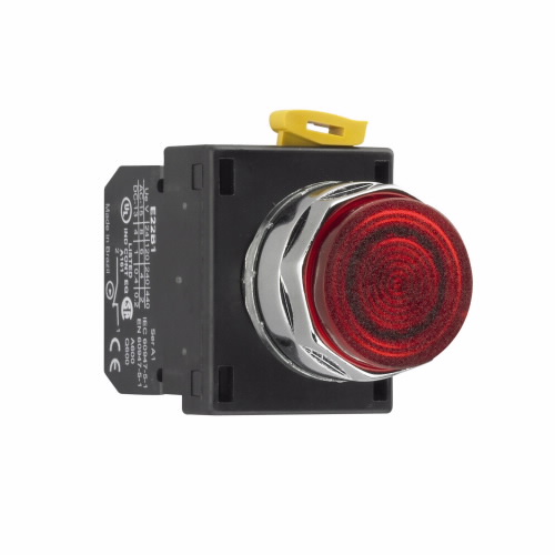 Illuminated Pushbutton, 25 mm, Red Actuator, 120 Vac/Dc Light Unit Voltage, Black Bezel