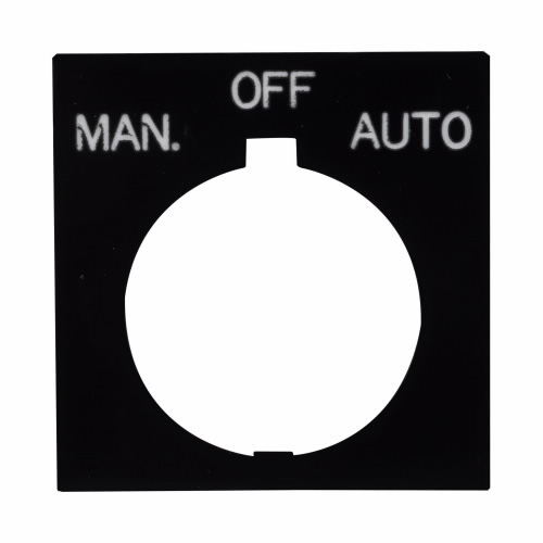 EATON E34SP50 E34 Pushbutton Legend Plate, E34, Square 3-Position Legend Plate, Plastic, Black | BJ2YEH