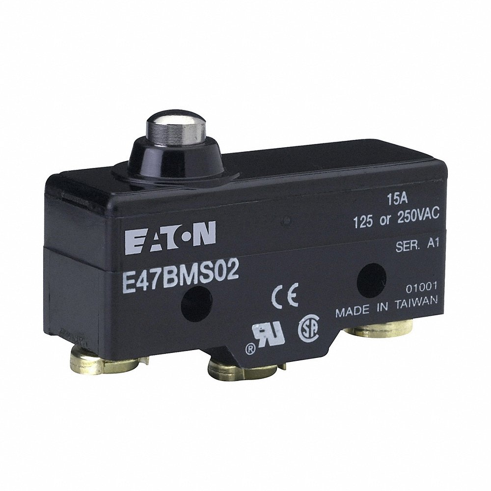 EATON E47BMS02 Precision Limit Switch, E47, Straight Plunger, Screw Terminals, 15A At 250 Vac | BJ2ZBD