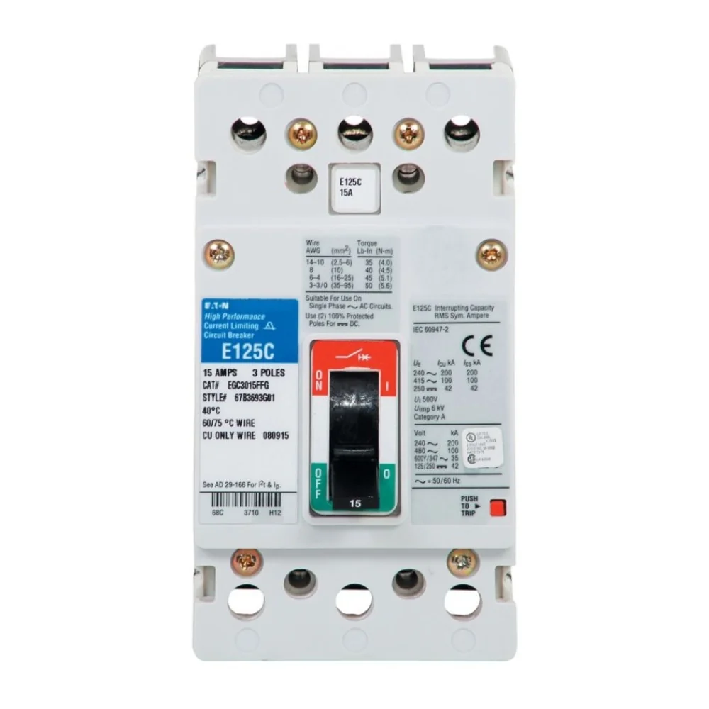 EATON EGC3020FFGQ01 G Molded Case Circuit Breaker, Eg-Frame, Eg, Fixed Thermal, Fixed Magnetic Trip | BJ4CFK